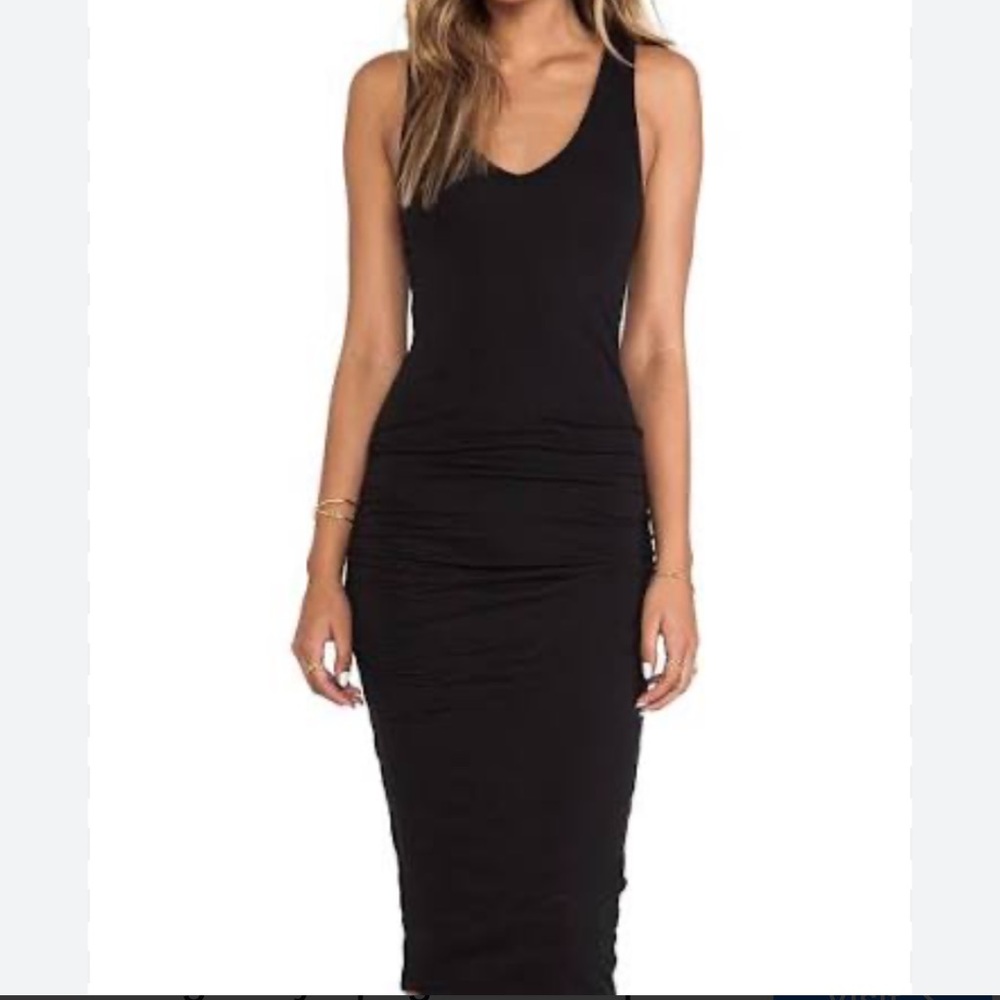 JAMES PEARSE Rouched Midi Black Bodycon Tank Dress